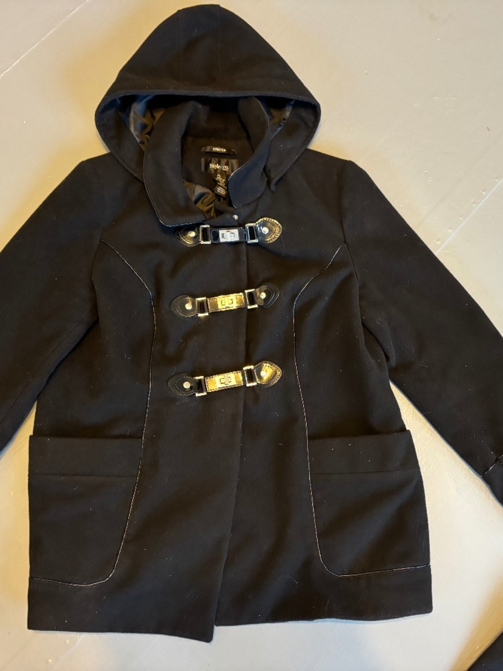 Style & Co. Faux Wool Winter Black Coat